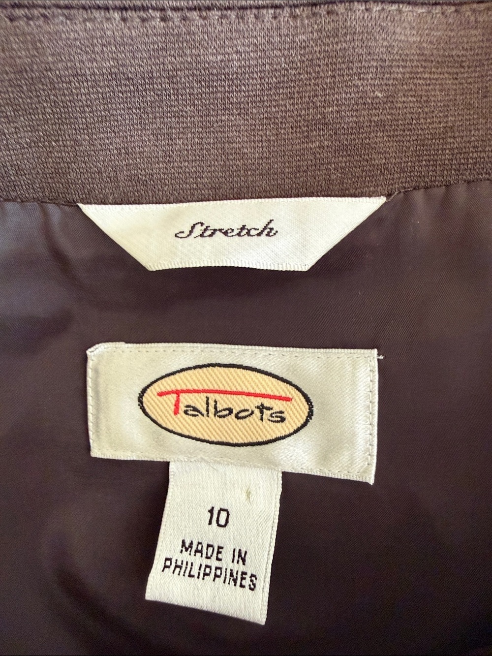 Talbots Brown Cropped Blazer Jacket Pleated Back Stretch Size 10 - Picture 4 of 7